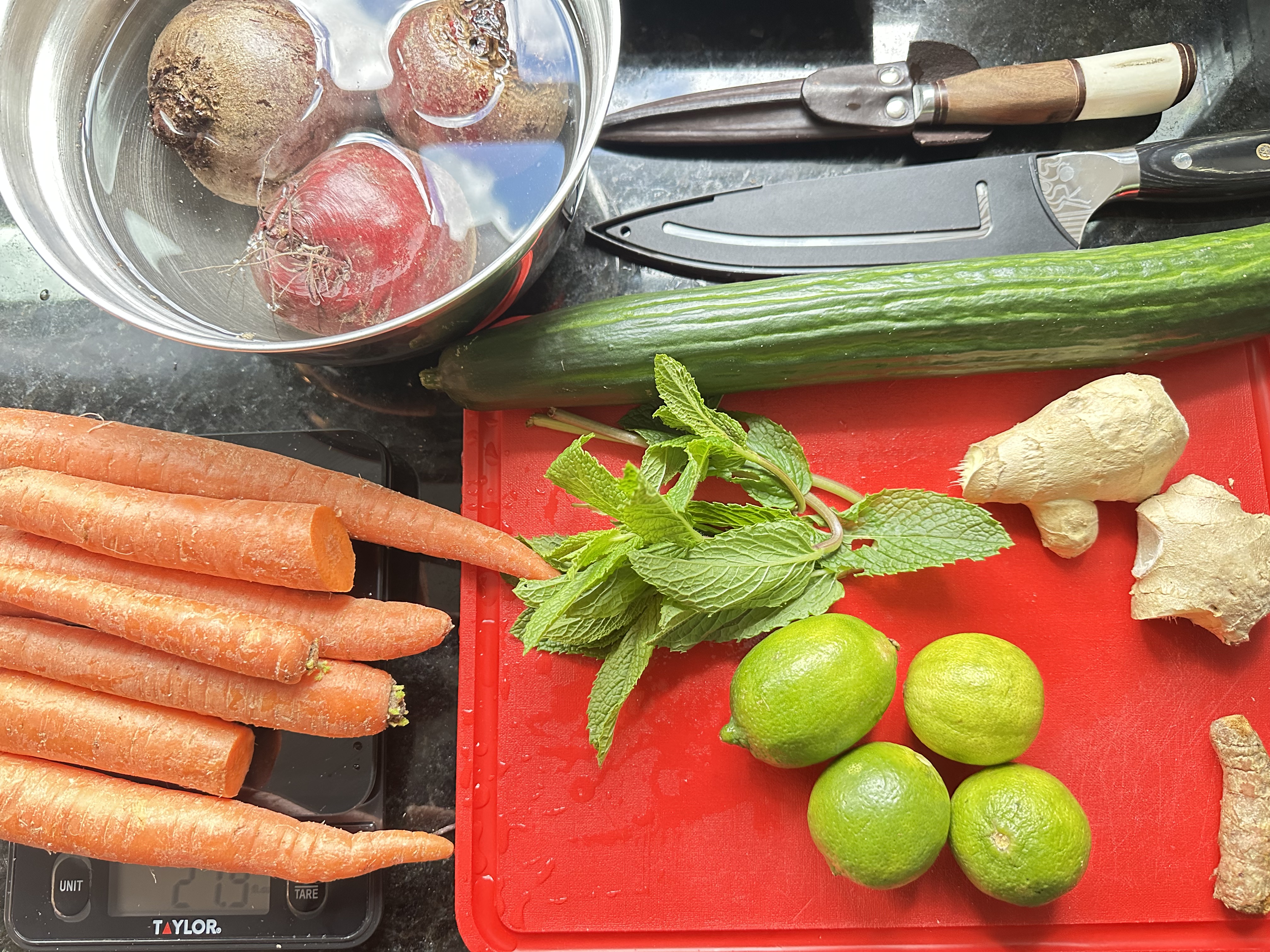 Citrus ingredients prepped on the counter