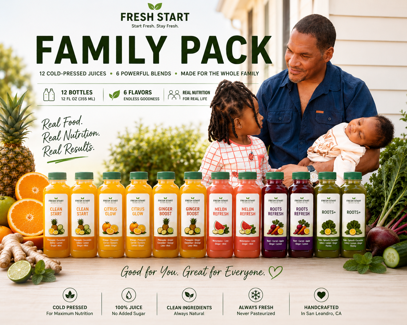 Family Pack, 12 cold-pressed juices